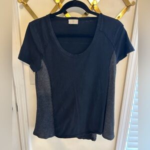 Black anthropology tee with grey ribbed side detail